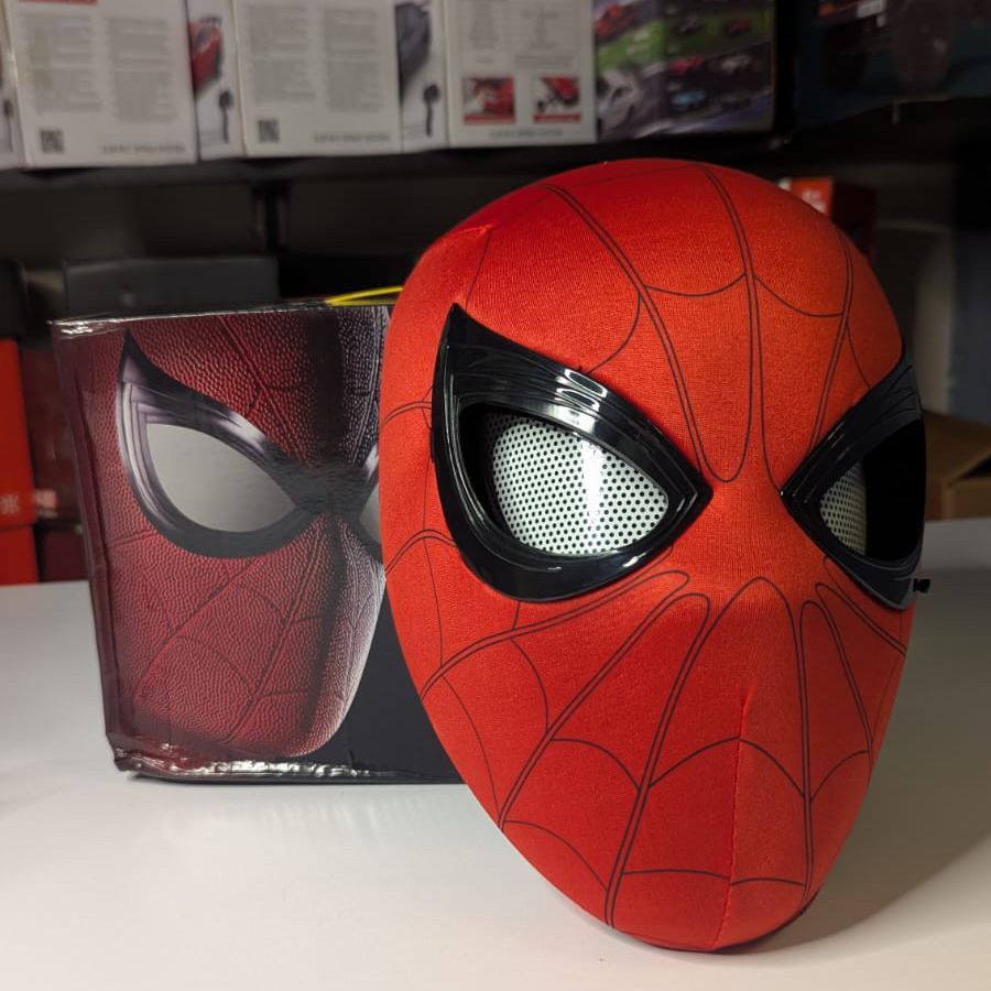 Superhero Cosplay Mask, Ring Remote Controlled Moving & LED Light-Up Eyes, Halloween Full Head Costume Helmet