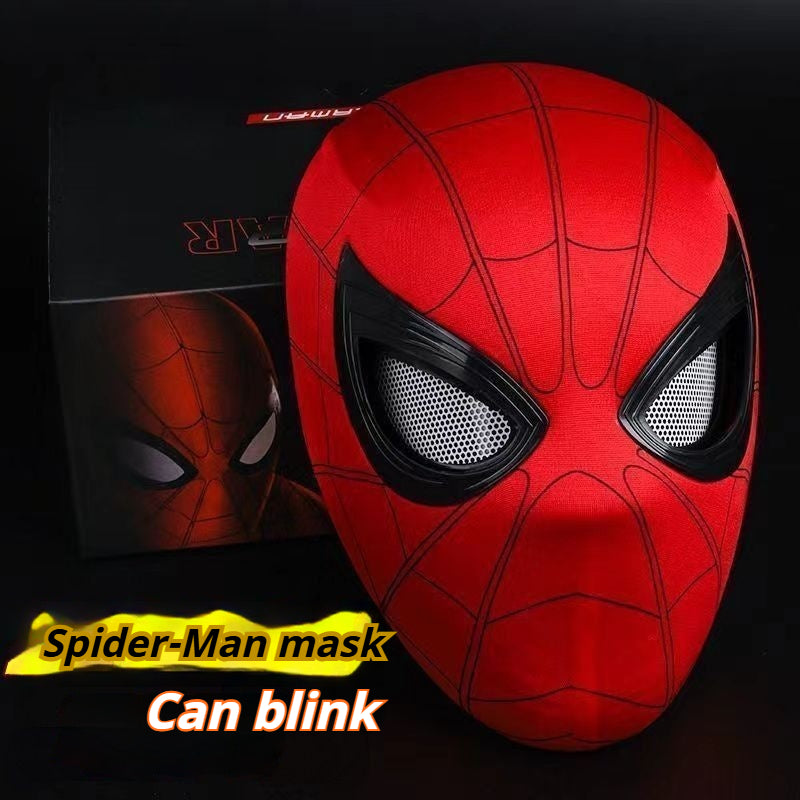Superhero Cosplay Mask, Ring Remote Controlled Moving & LED Light-Up Eyes, Halloween Full Head Costume Helmet