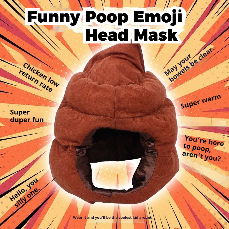 Funny Poop Emoji Head Mask, Halloween Full Head Cosplay Hat, Party Novelty Costume Headwear