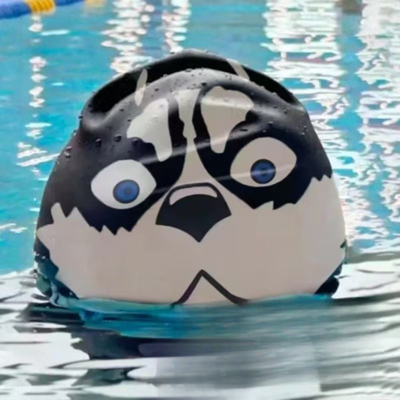 Creative Silicone Swim Cap, Funny Cartoon Silicone Swim Cap, Cute Animal Printed Waterproof Swimming Hat